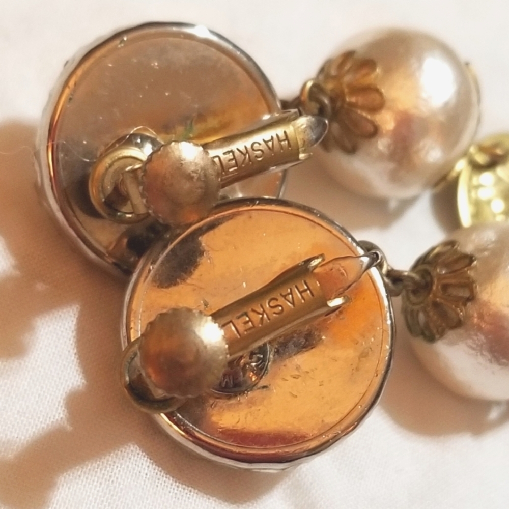 Rare Miriam Haskell Vintage Pearl Republique Francais Coin Earrings - Picture 6 of 10